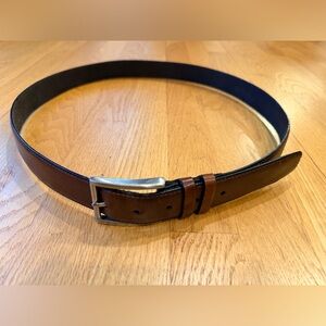 Cole Haan Men’s Brown Leather Belt with Solid Brass Silver Buckle Size 42